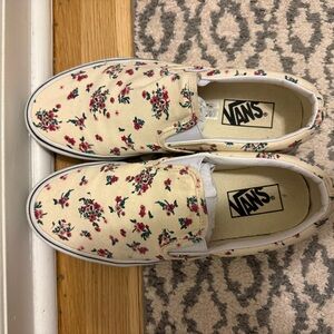 Vans Cream Floral Slip-Ons